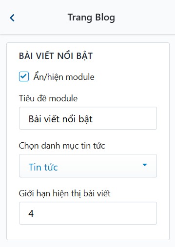 Block Bài viết nổi bật trong Tùy chỉnh Giao diện