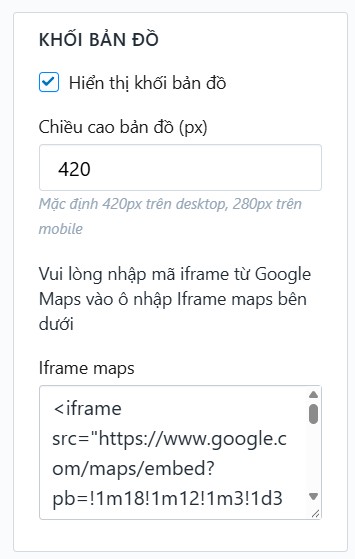 Bật & nhúng bản đồ Google Maps