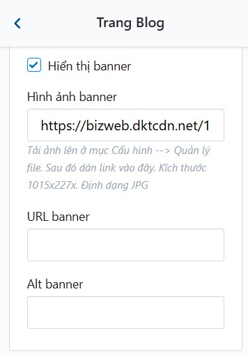 Điền Hình ảnh, URL và Alt banner