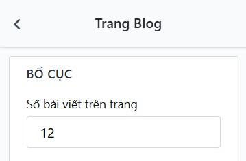 Thiết lập Số bài viết trên trang trong Cấu hình Theme