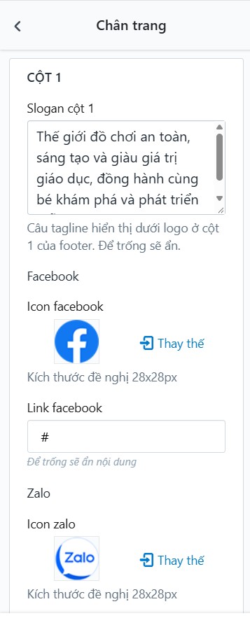 Cột 1 - Slogan & mạng xã hội