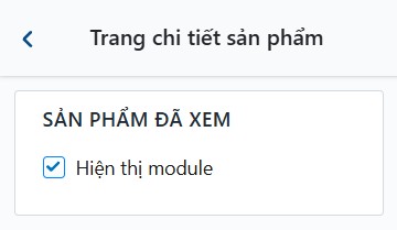 Bật Hiện thị module Sản phẩm đã xem