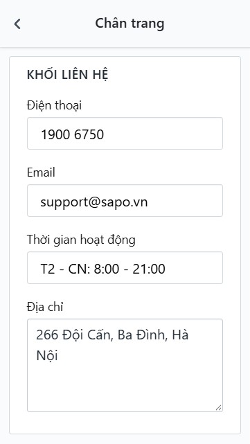 Khối liên hệ chân trang