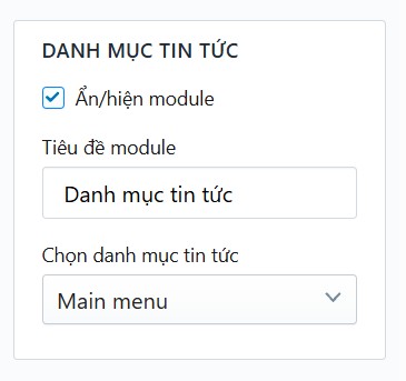 Block Danh mục tin tức trong Tùy chỉnh Giao diện