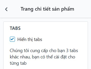 Bật Hiển thị tabs trong phần Tabs