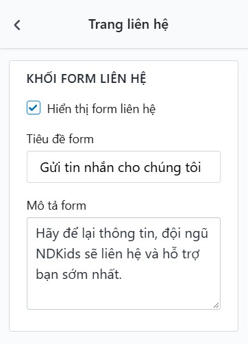 Bật & cấu hình form liên hệ