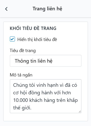Bật/tắt & nhập khối tiêu đề trang