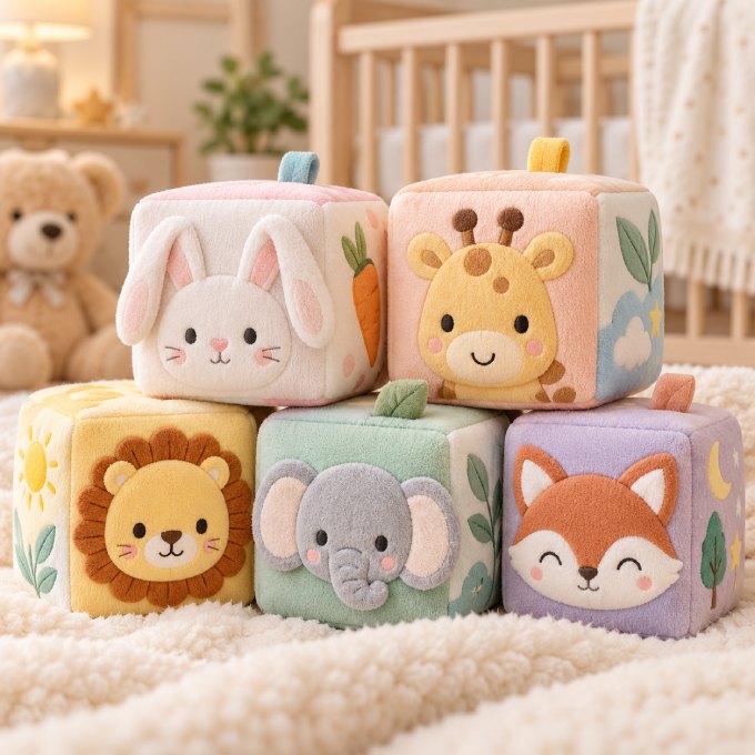 Khối xếp chồng mềm hình động vật Infantino