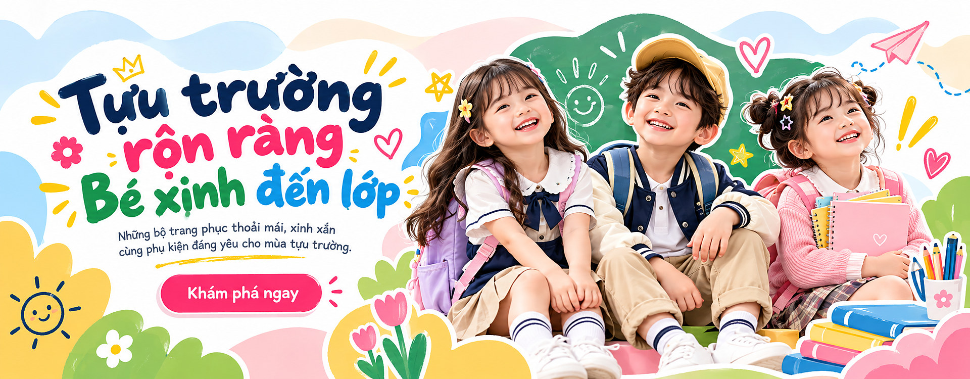 Tựu trường rộn ràng - Bé xinh đến lớp
