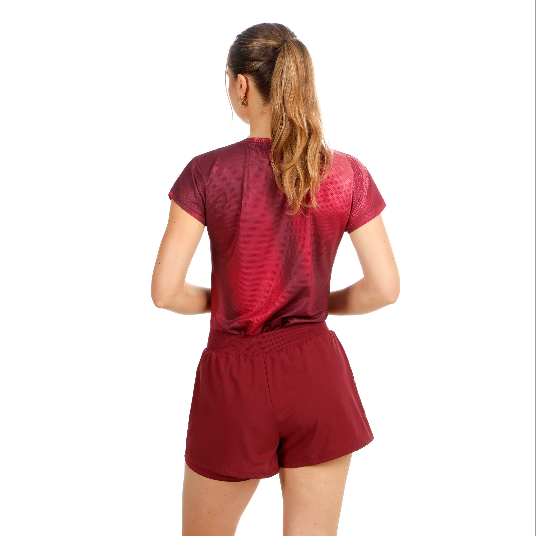 Áo Bidi Badu tay ngắn thể thao tennis/pickleball nữ Freeze Out Dark Red BB110046-9050