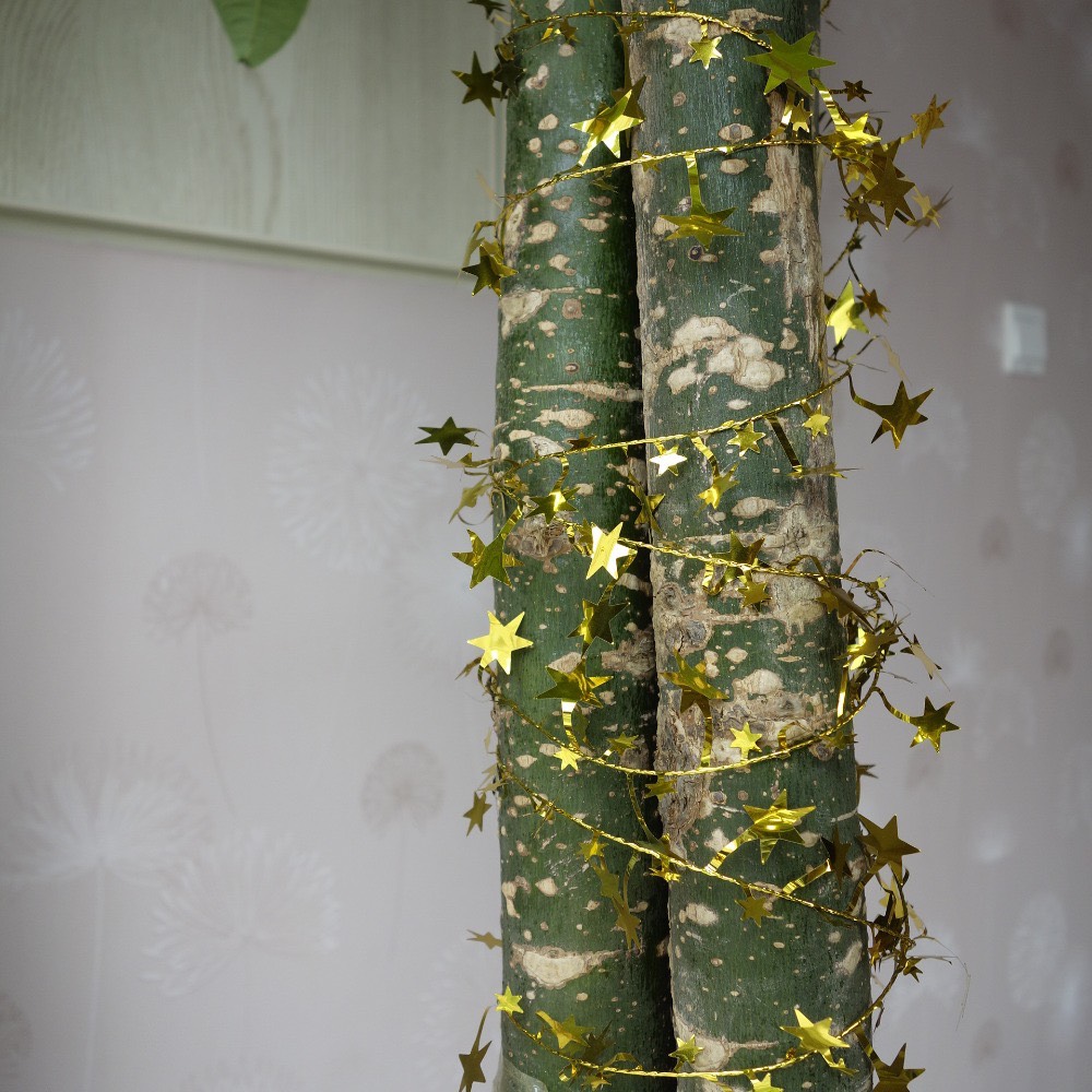 Dây kim tuyến dài 7m5 dạng kẽm đính ngôi sao nhiều mà phụ kiện trang trí cây thông noel trang trí nhà cửa lễ tết năm mới