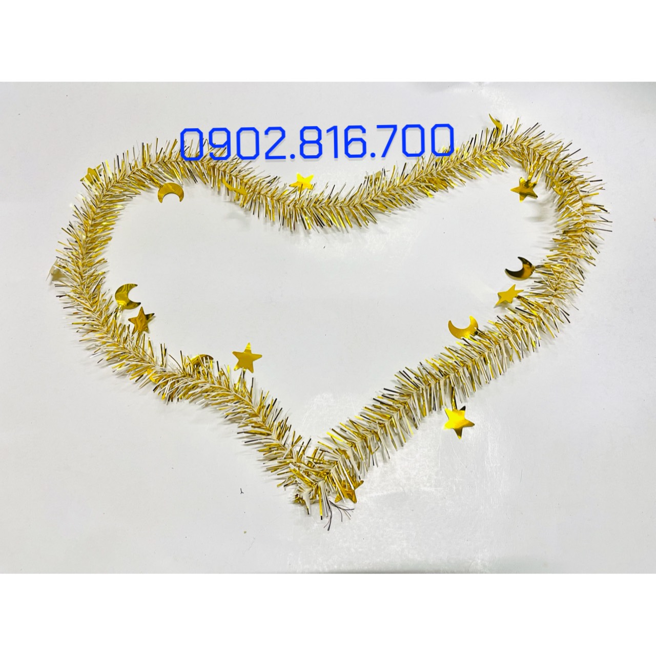 Set 5 Dây kim tuyến đính hình ngôi sao và mặt trăng nhiều màu sắc phụ kiện trang trí cây thông noel ngày lễ Giáng sinh