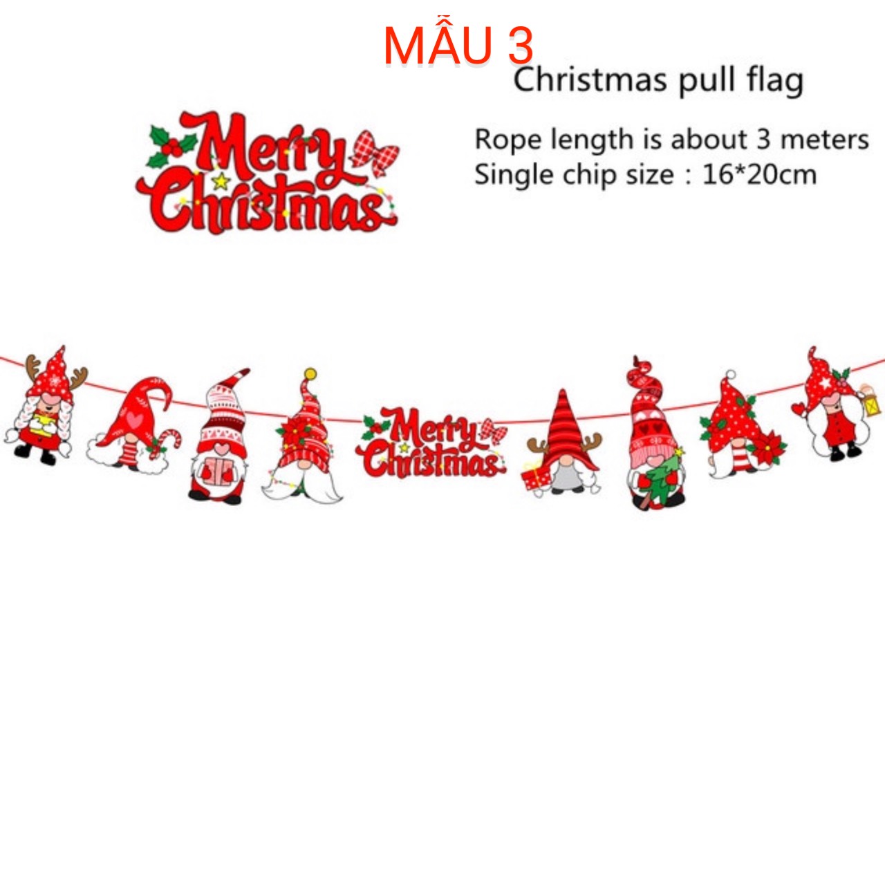 DÂY CỜ GIẤY TREO CHỮ MERRY CHRISMAST PHỤ KIỆN TREO TRANG TRÍ NOEL NGÀY LỄ GIÁNG SINH
