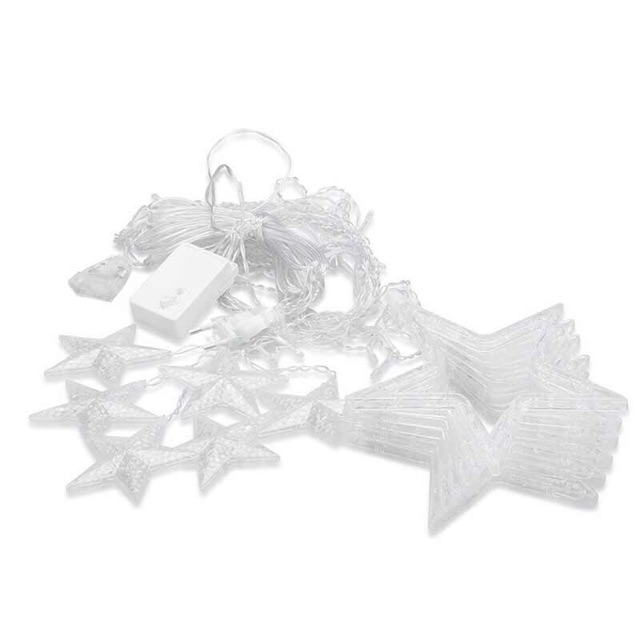 BỘ Dây đèn LED chuỗi thả mành / rèm hình 10 ngôi sao màu vàng nắng Decor trang trí Noel Sinh Nhật Lễ Tết Năm mới