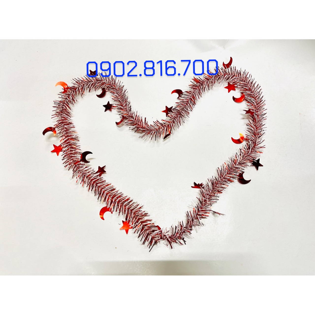 Set 5 Dây kim tuyến đính hình ngôi sao và mặt trăng nhiều màu sắc phụ kiện trang trí cây thông noel ngày lễ Giáng sinh