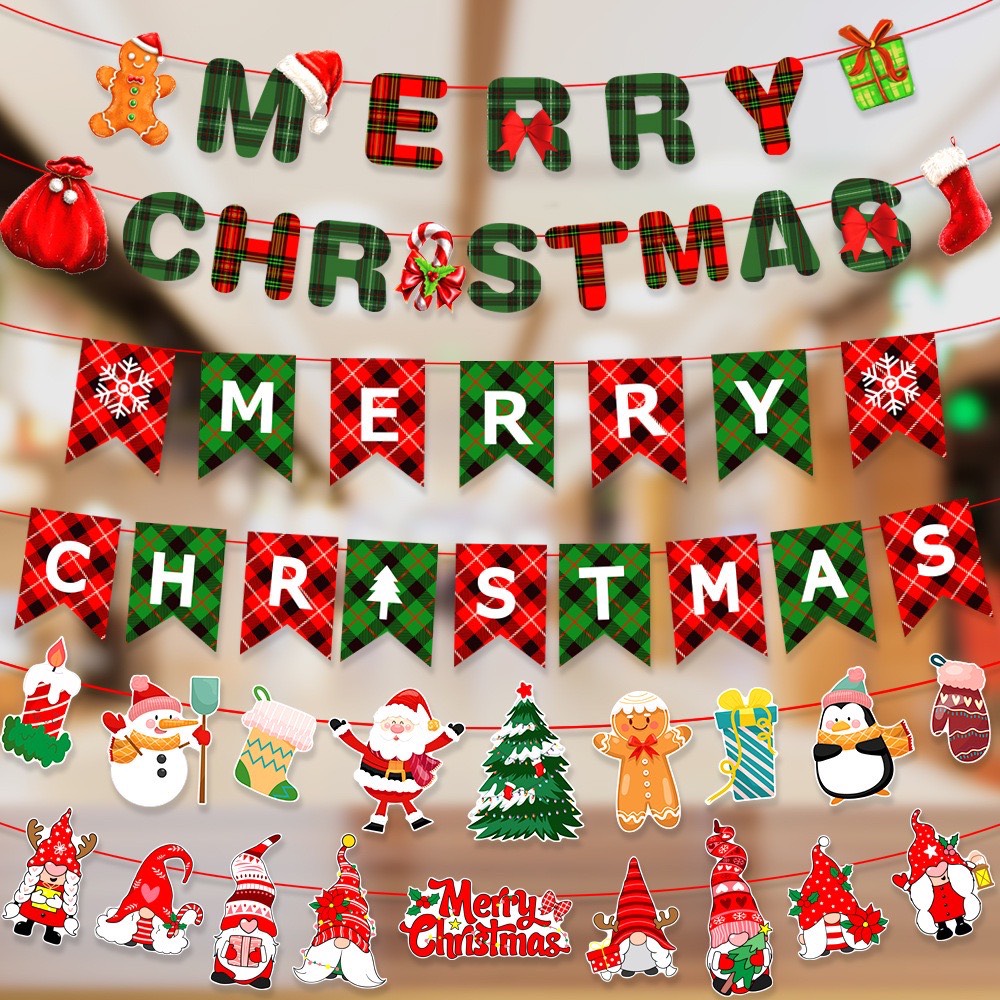 DÂY CỜ GIẤY TREO CHỮ MERRY CHRISMAST PHỤ KIỆN TREO TRANG TRÍ NOEL NGÀY LỄ GIÁNG SINH