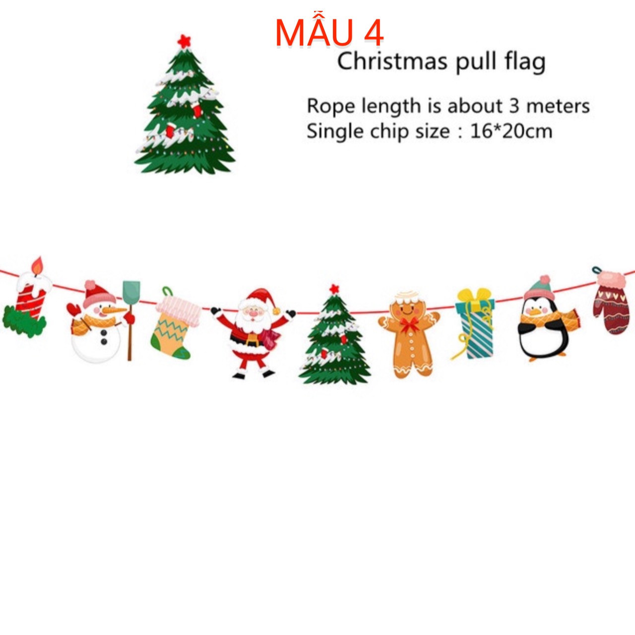 DÂY CỜ GIẤY TREO CHỮ MERRY CHRISMAST PHỤ KIỆN TREO TRANG TRÍ NOEL NGÀY LỄ GIÁNG SINH