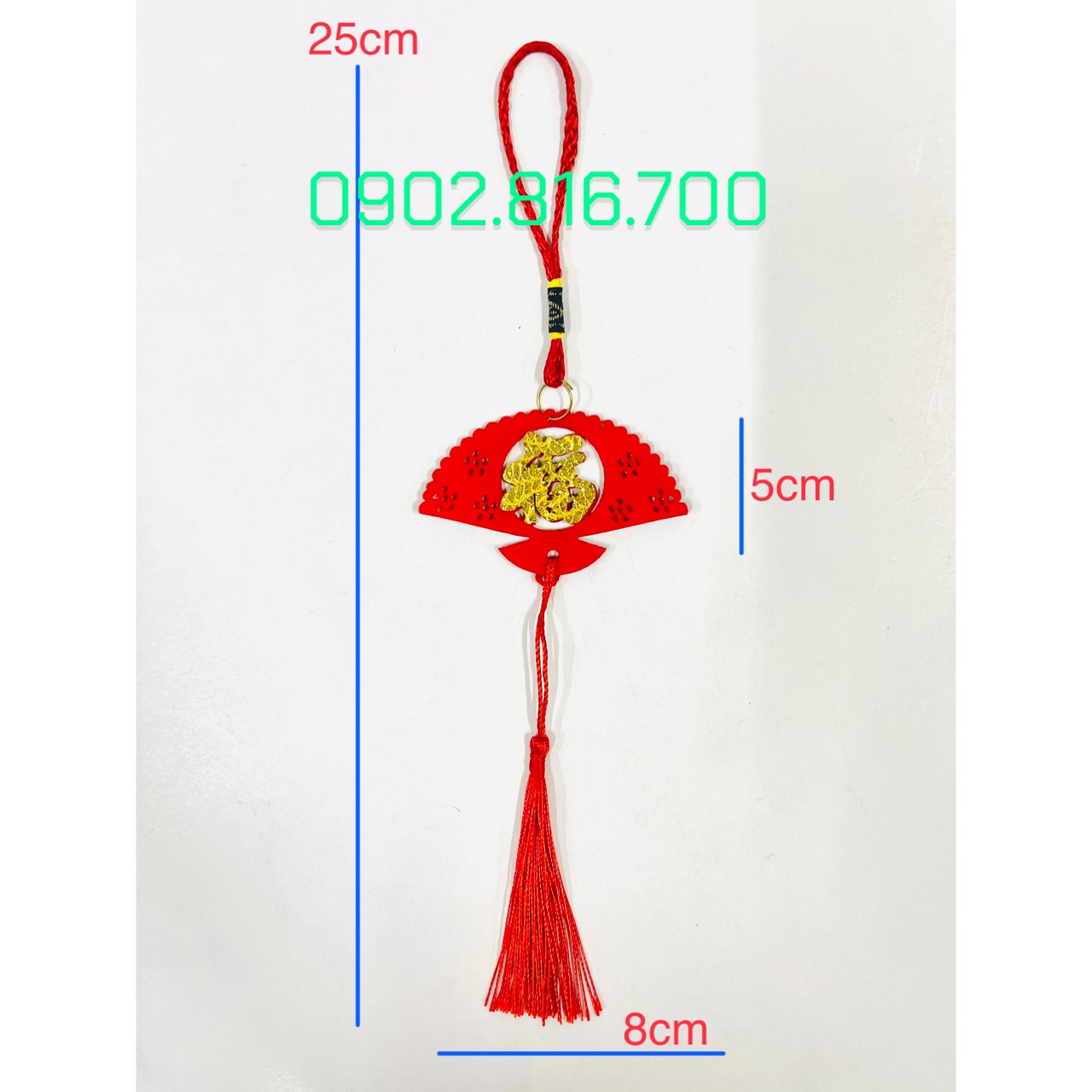 Set 5 Liễng nhung đỏ hình quạt , cá chép , lồng đèn khắc chữ PHƯỚC vàng treo cây mai đào tắc phụ kiện trang trí TẾT