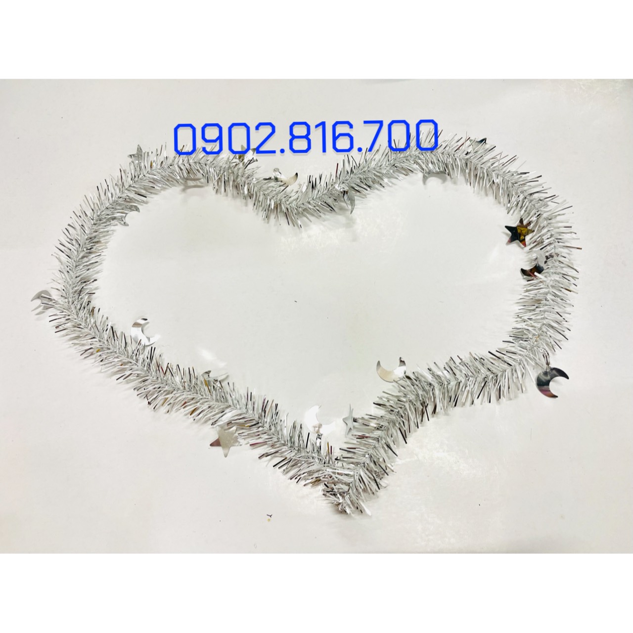 Set 5 Dây kim tuyến đính hình ngôi sao và mặt trăng nhiều màu sắc phụ kiện trang trí cây thông noel ngày lễ Giáng sinh