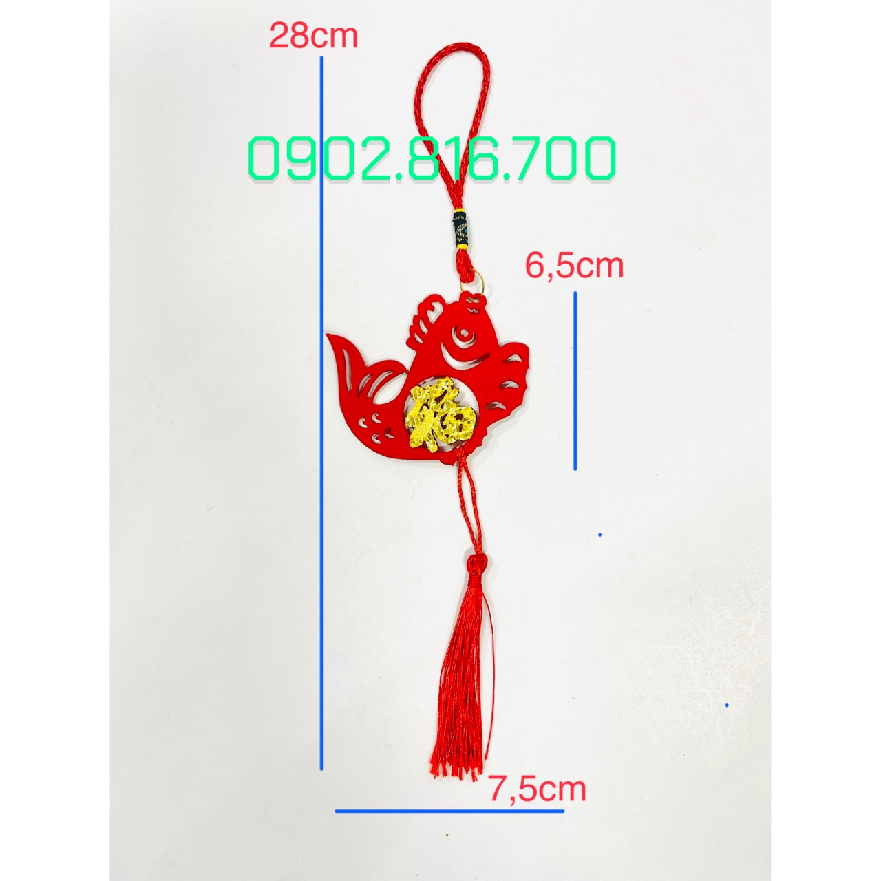 Set 5 Liễng nhung đỏ hình quạt , cá chép , lồng đèn khắc chữ PHƯỚC vàng treo cây mai đào tắc phụ kiện trang trí TẾT