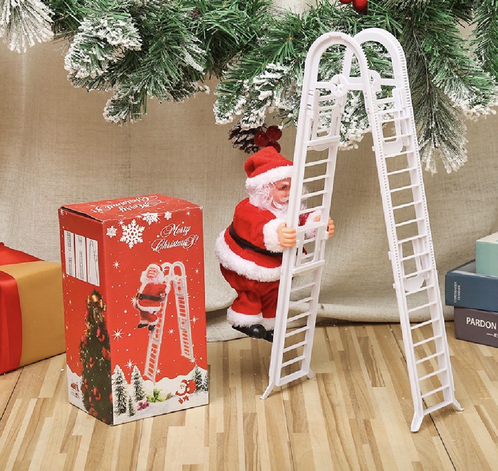 TẶNG PIN Đồ chơi ông già NOEL leo thang gập quà tặng giáng sinh hoặc phụ kiện trang trí Noel ngày lễ giáng sinh
