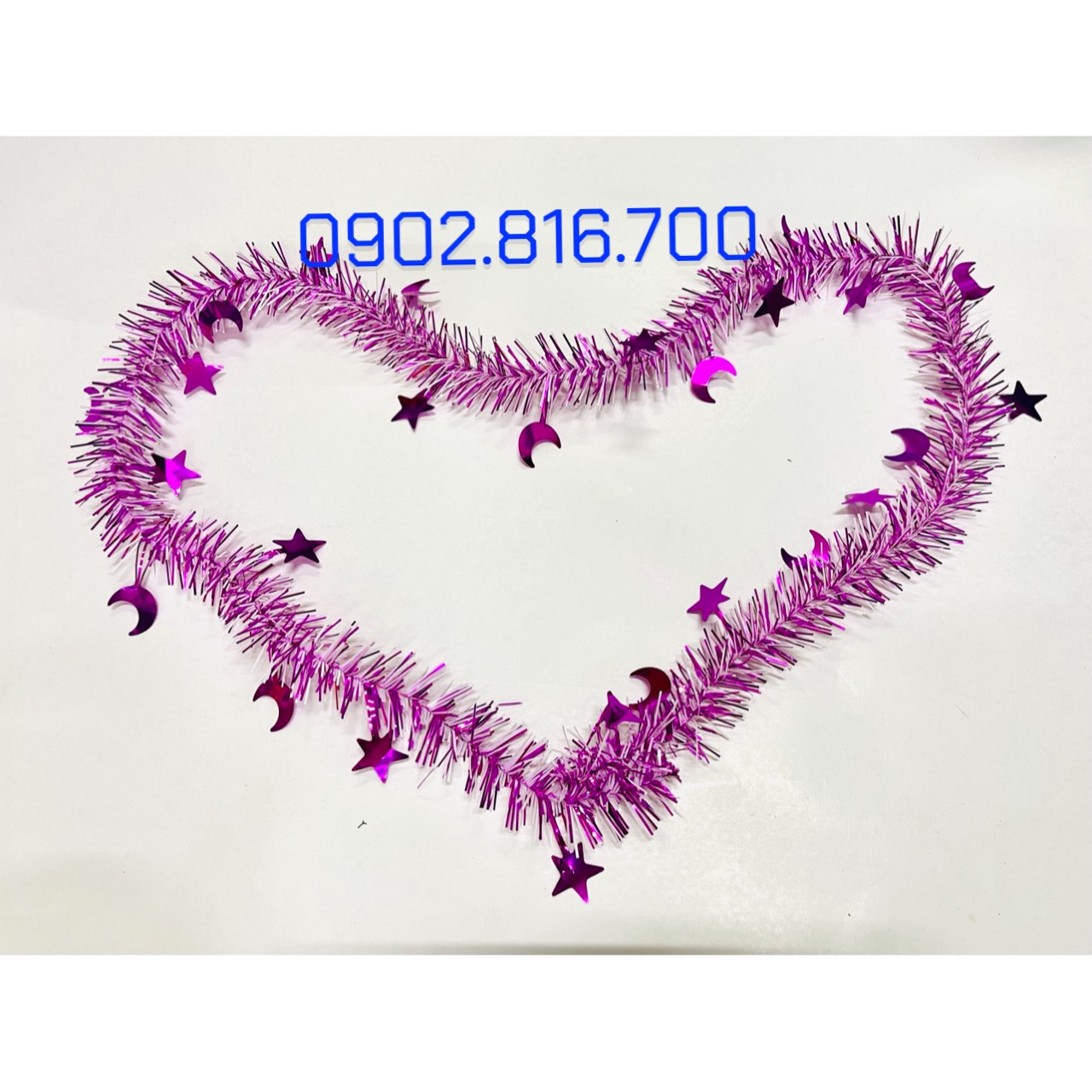 Set 5 Dây kim tuyến đính hình ngôi sao và mặt trăng nhiều màu sắc phụ kiện trang trí cây thông noel ngày lễ Giáng sinh