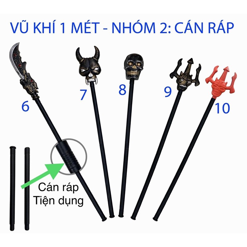 Cây lưỡi hái - đinh ba - búa đao - rìu - đầu lâu dài 1 Mét phụ kiện trang trí hóa trang halloween