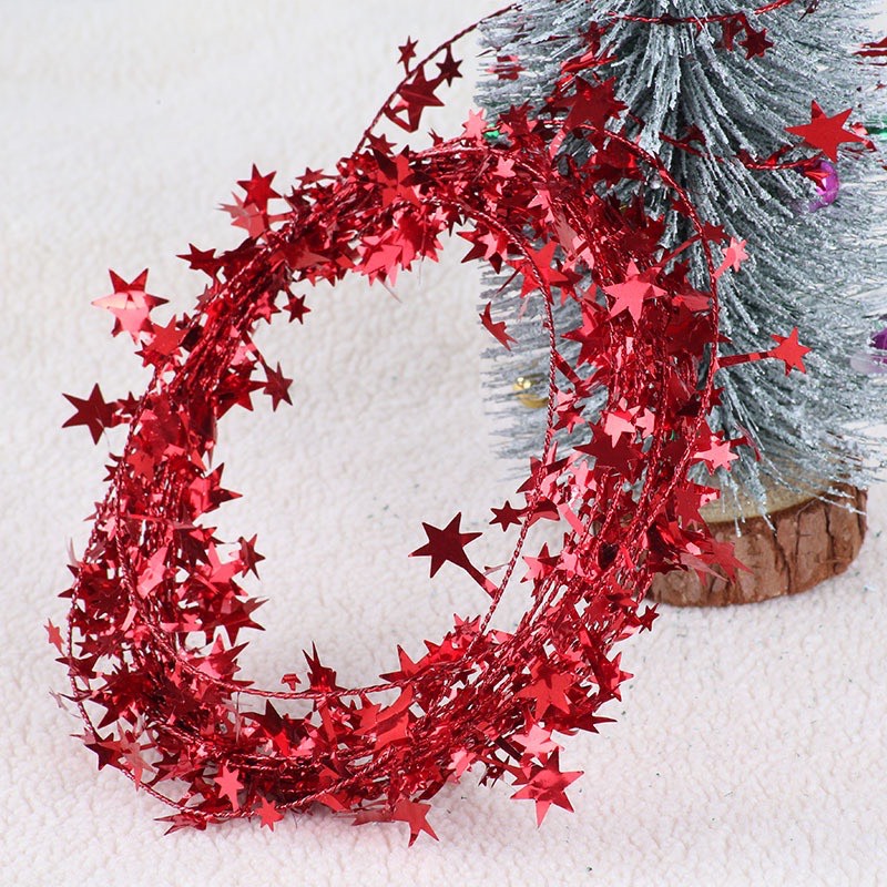Dây kim tuyến dài 7m5 dạng kẽm đính ngôi sao nhiều mà phụ kiện trang trí cây thông noel trang trí nhà cửa lễ tết năm mới