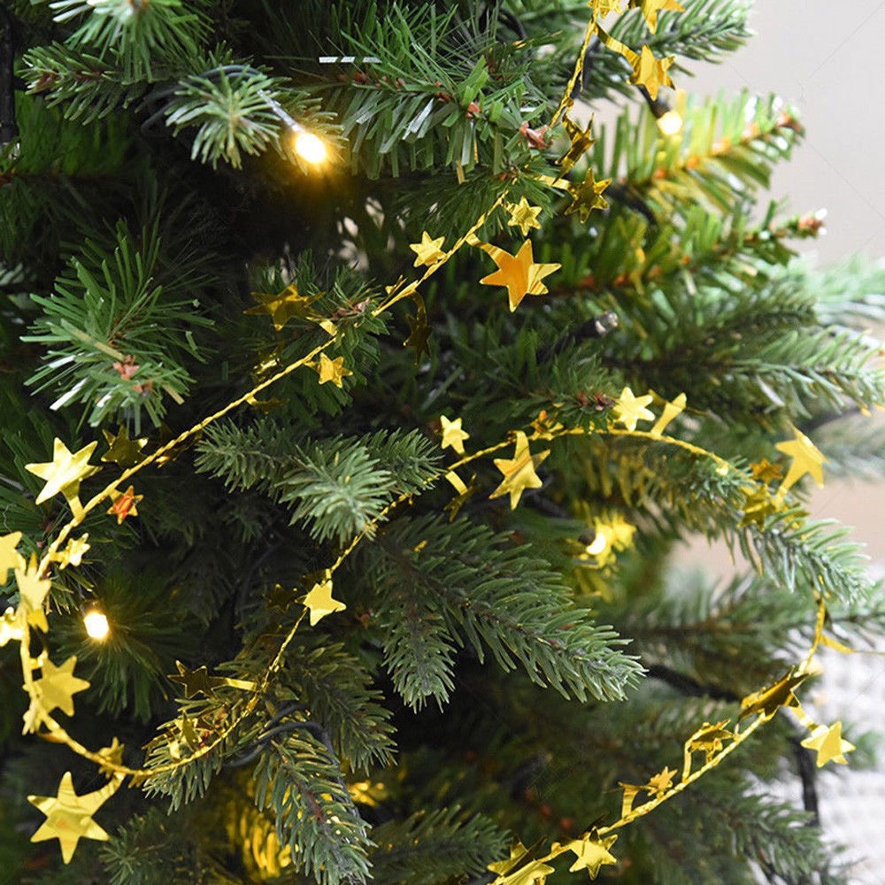 Dây kim tuyến dài 7m5 dạng kẽm đính ngôi sao nhiều mà phụ kiện trang trí cây thông noel trang trí nhà cửa lễ tết năm mới