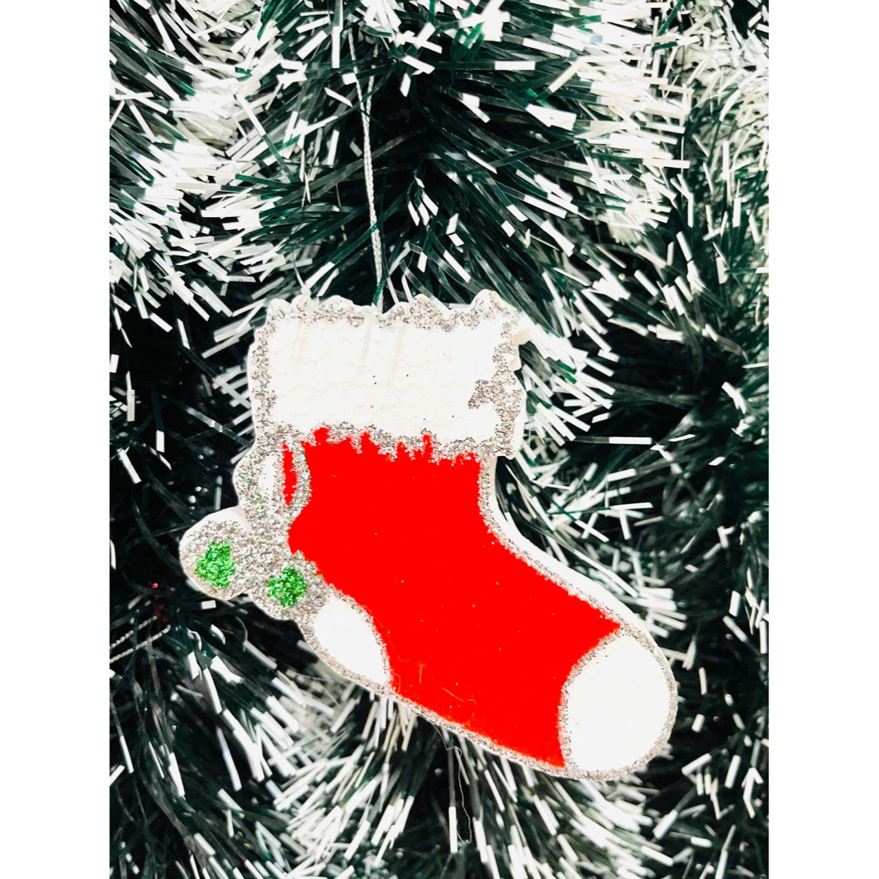 Set 3 món mini Hình nón noel vớ noel tuần lộc 10cm có hình 2 mặt bằng xốp treo Trang trí cây thông noel ễ giáng sinh