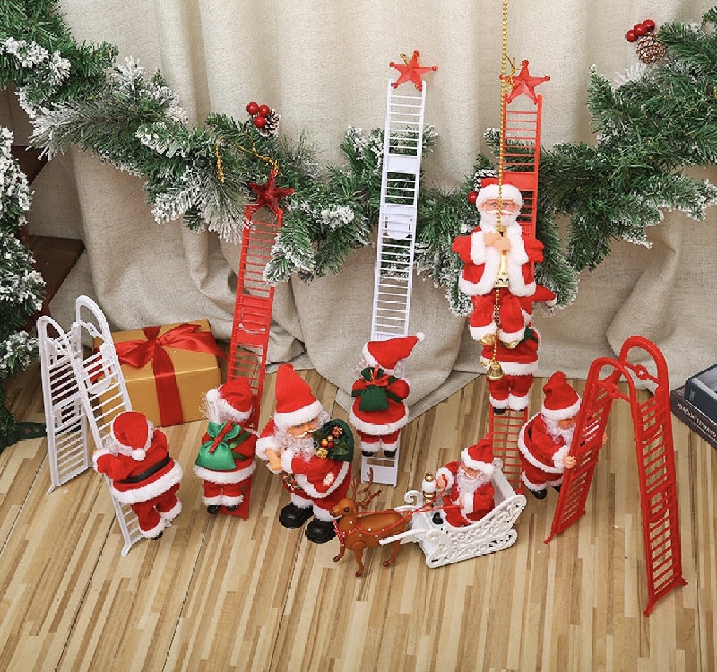 TẶNG PIN Đồ chơi ông già NOEL leo thang gập quà tặng giáng sinh hoặc phụ kiện trang trí Noel ngày lễ giáng sinh