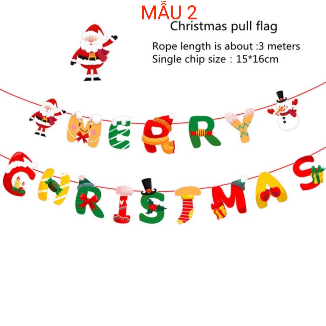DÂY CỜ GIẤY TREO CHỮ MERRY CHRISMAST PHỤ KIỆN TREO TRANG TRÍ NOEL NGÀY LỄ GIÁNG SINH
