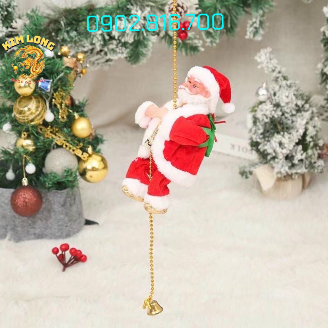 TẶNG PIN Đồ chơi ông già NOEL leo đu dây quà tặng giáng sinh hoặc phụ kiện trang trí Noel ngày lễ giáng sinh