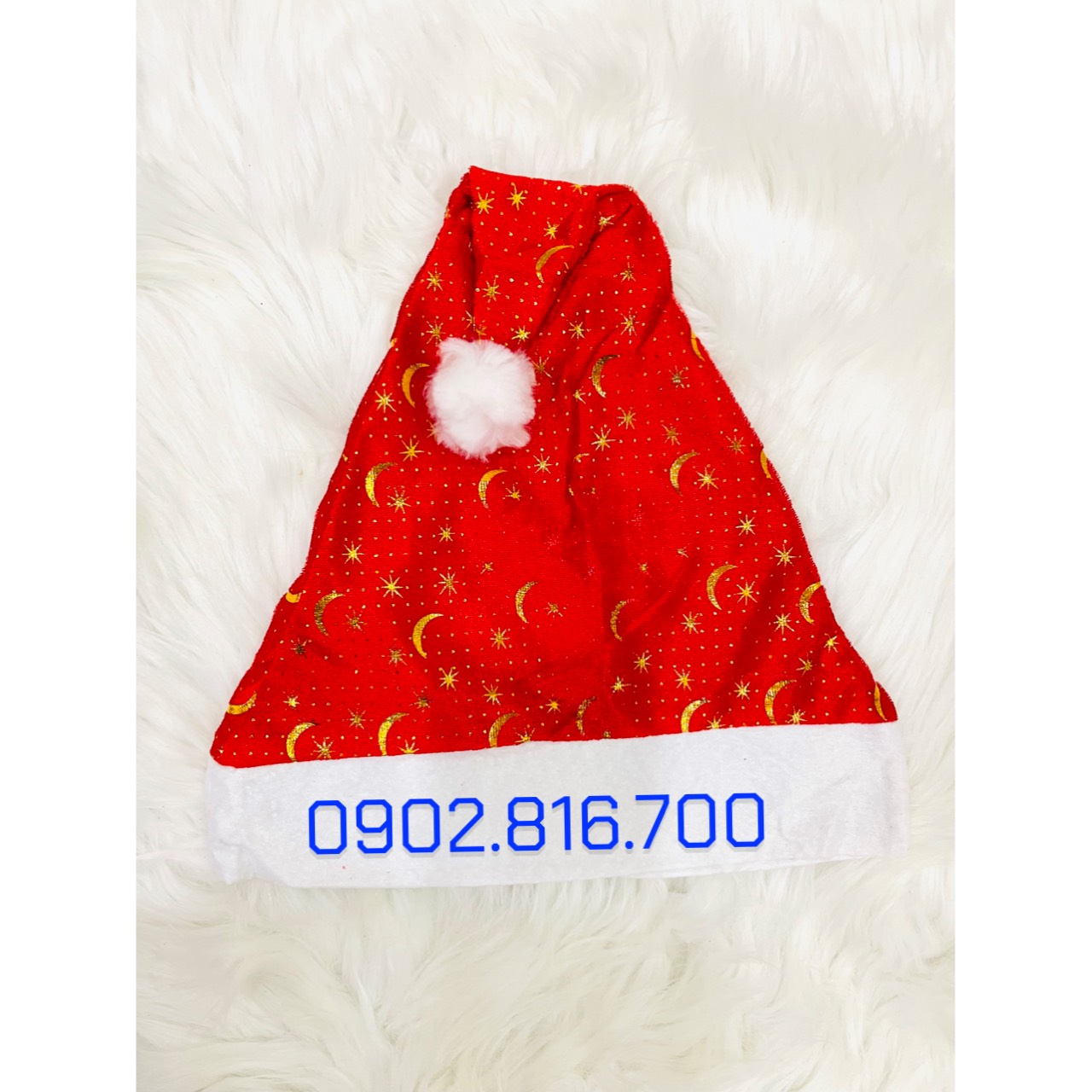 [Có sẵn] Nón Noel vải họa tiết bông tuyết trăng sao nhũ vàng phụ kiện trang phục noel ngày lễ giáng sinh