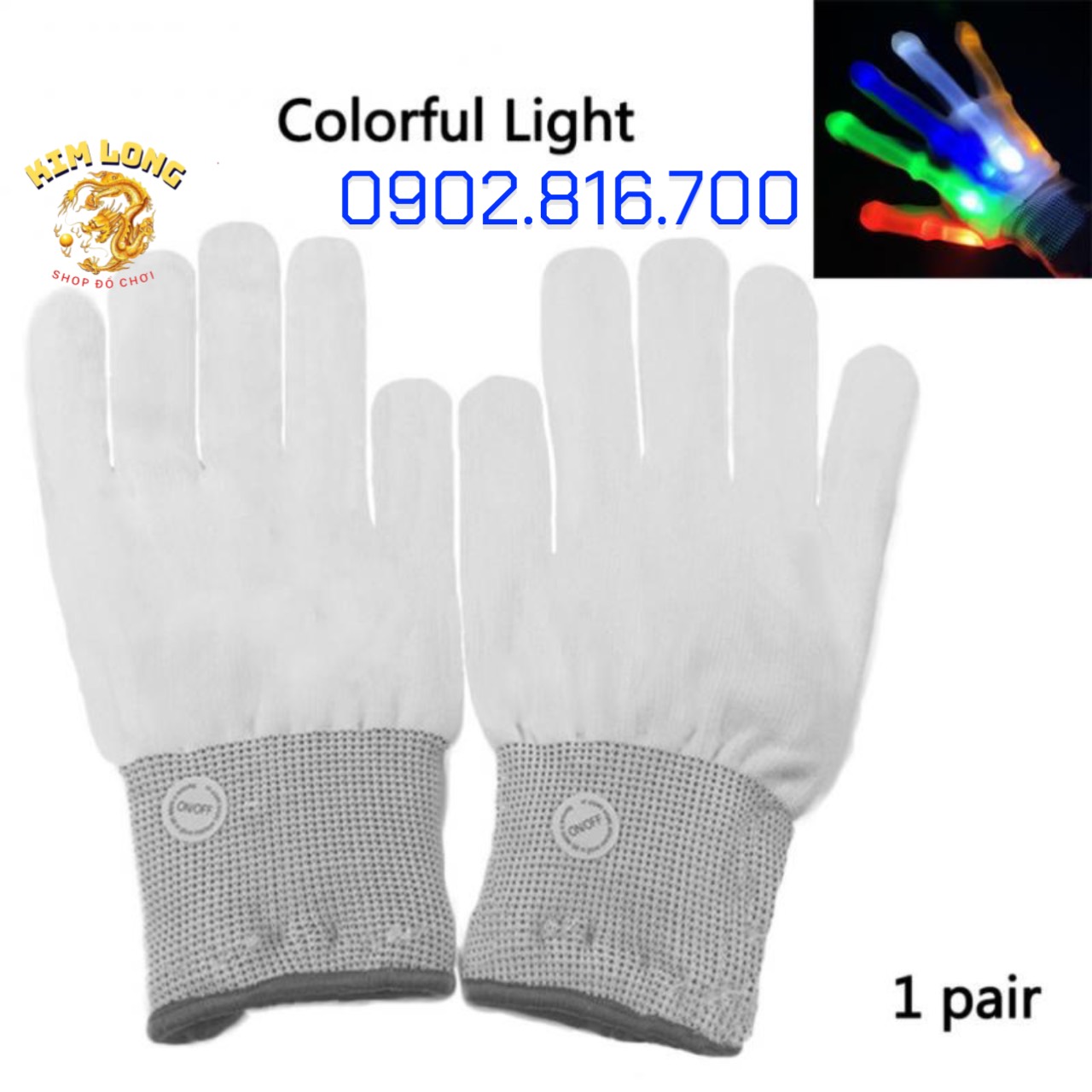 1 CẶP GĂNG TAY GLOVER ĐÈN LED 7 MÀU PHÁT SÁNG NGHỆ THUẬT ĐƯỜNG PHỐ TRANG PHỤC HÓA TRANG HALLOWEEN TRUNG THU