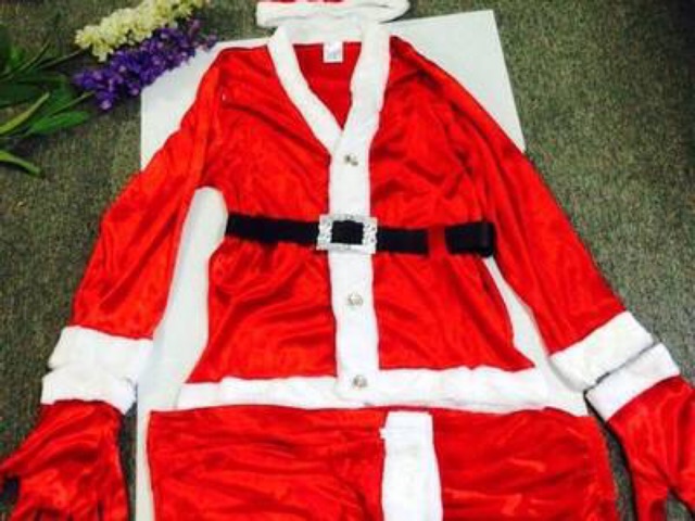 [Có sẵn] Sét 7 món đồ ông già Noel người lớn vải nhung trang phục noel ngày lễ giáng sinh