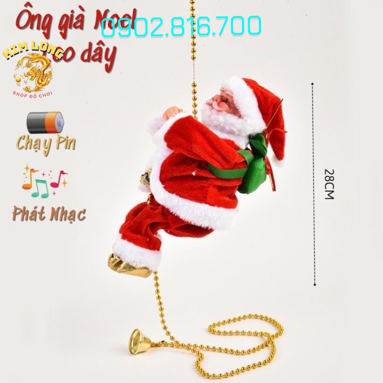 TẶNG PIN Đồ chơi ông già NOEL leo đu dây quà tặng giáng sinh hoặc phụ kiện trang trí Noel ngày lễ giáng sinh