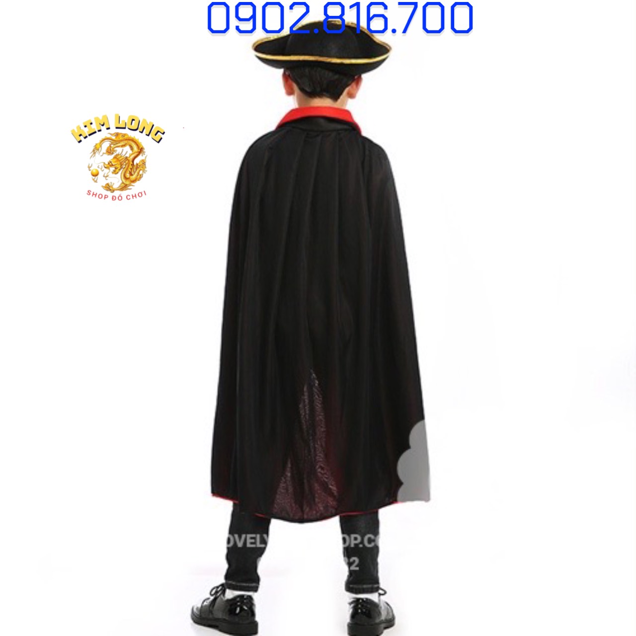 Set Áo Choàng cướp biển 2 lớp đỏ đen và nón và bịt mắt trang phục hoá trang cướp biển lễ hội Halloween