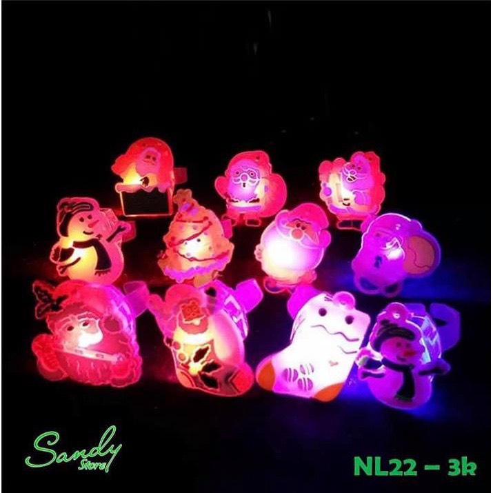 Sét 2 chiếc nhẫn hình ông già noel cây thông người tuyết có đèn phát sáng quà tặng noel cho bé gái ngày lễ giáng sinh