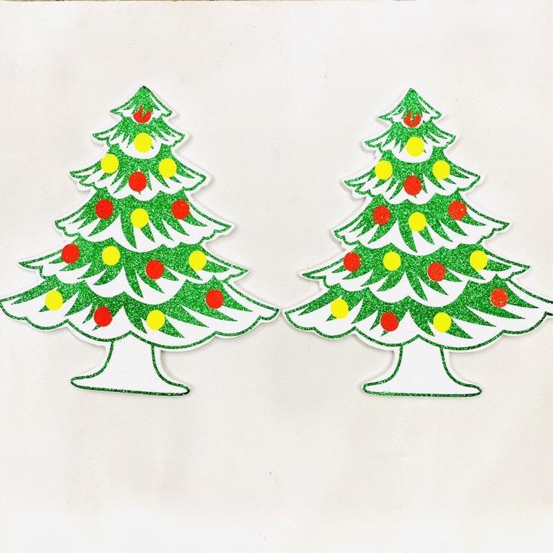 Hình dán ông già noel - tuần lộc - cây thông - người tuyết dán cửa dán kiếng bằng mouse xốp hình phụ kiện trang trí noel