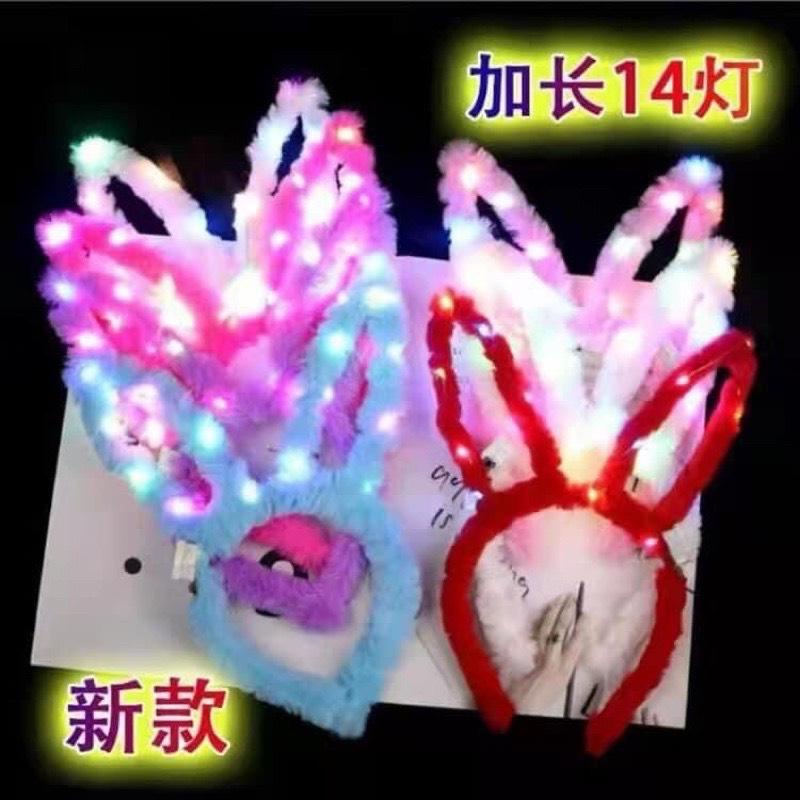 Cài noel sừng hươu tuần lộc cài tai thỏ bờm lông có đèn led phát sáng cho bé gái trang phục phụ kiện Noel lễ giáng sinh