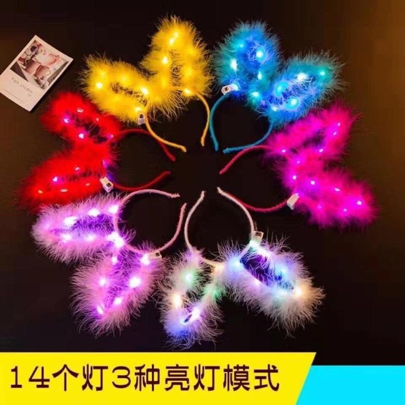 Cài noel sừng hươu tuần lộc cài tai thỏ bờm lông có đèn led phát sáng cho bé gái trang phục phụ kiện Noel lễ giáng sinh
