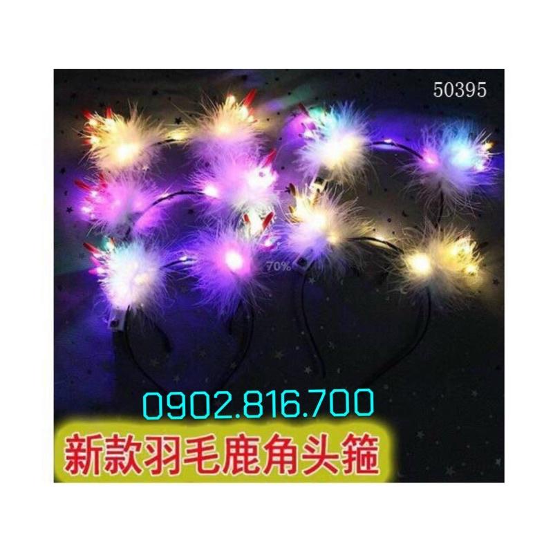 Cài noel sừng hươu tuần lộc cài tai thỏ bờm lông có đèn led phát sáng cho bé gái trang phục phụ kiện Noel lễ giáng sinh
