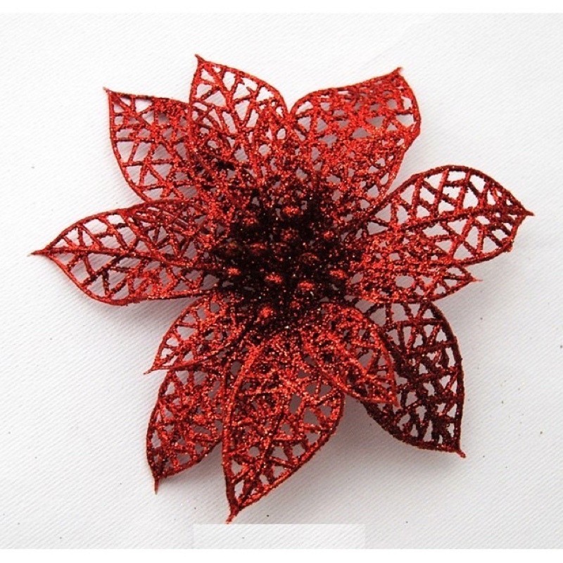 Sét 5 hoa trạng nguyên kim tuyến nhũ vàng đỏ size lớn 13cm trang trí cây thông noel vòng nguyệt quế tháp giỏ quà oản tài