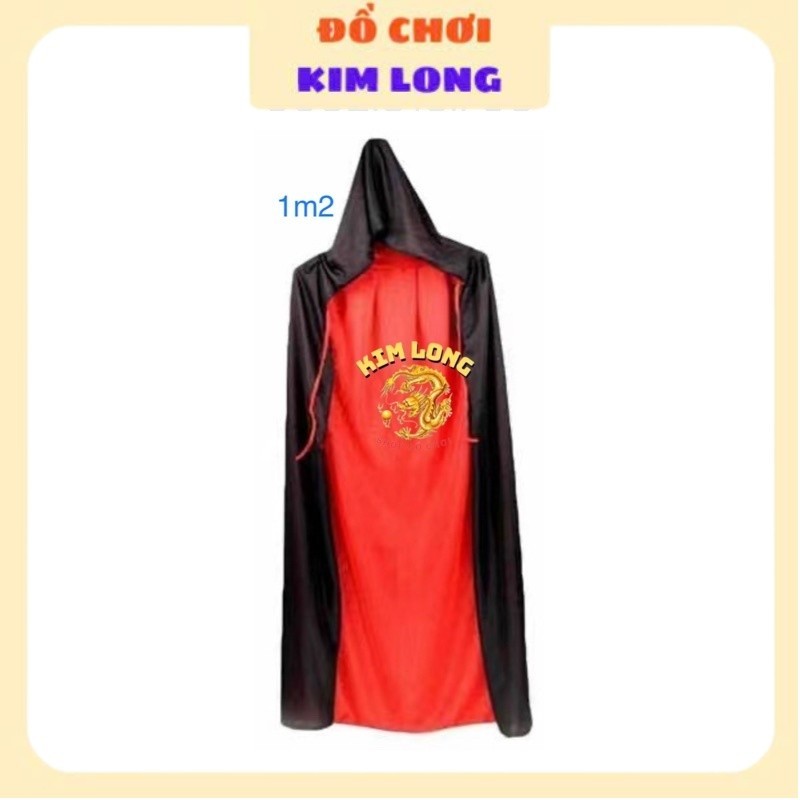 Áo Choàng có nón ma cà rồng 2 lớp đổi 2 màu đỏ đen trang phục hoá trang lễ hội halloween cho trẻ em và người lớn