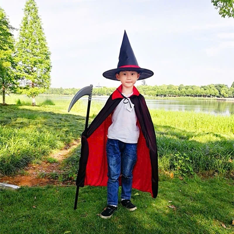 Áo Choàng có nón ma cà rồng 2 lớp đổi 2 màu đỏ đen trang phục hoá trang lễ hội halloween cho trẻ em và người lớn