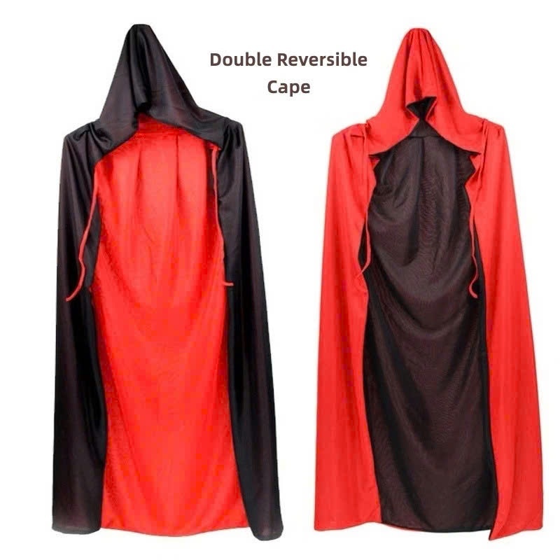 Áo Choàng có nón ma cà rồng 2 lớp đổi 2 màu đỏ đen trang phục hoá trang lễ hội halloween cho trẻ em và người lớn