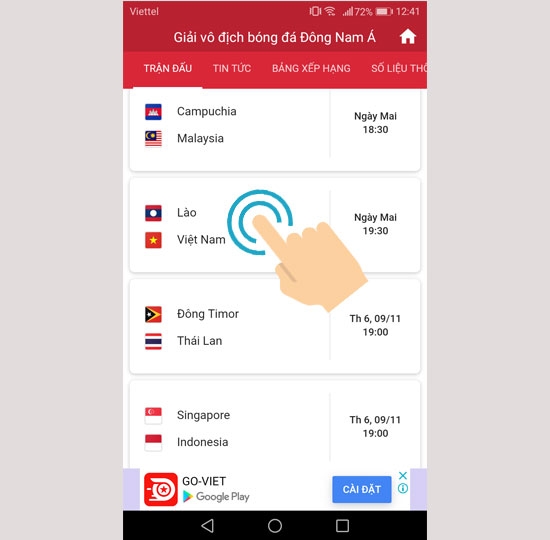 ứng dụng xem aff cup
