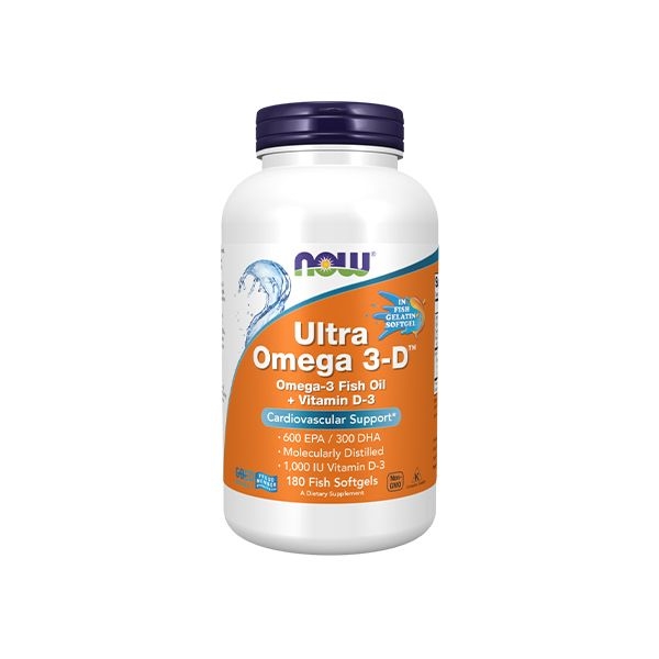 NOW Ultra Omega 3-D, 600 EPA / 300 DHA Fish Oil + Vitamin D-3