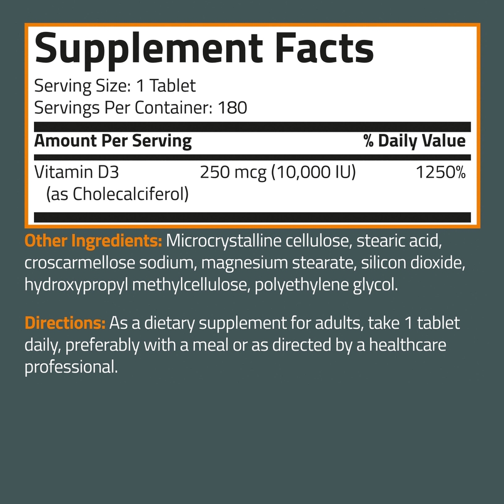 Bronson Vitamin D3 10,000 IU (250mcg)